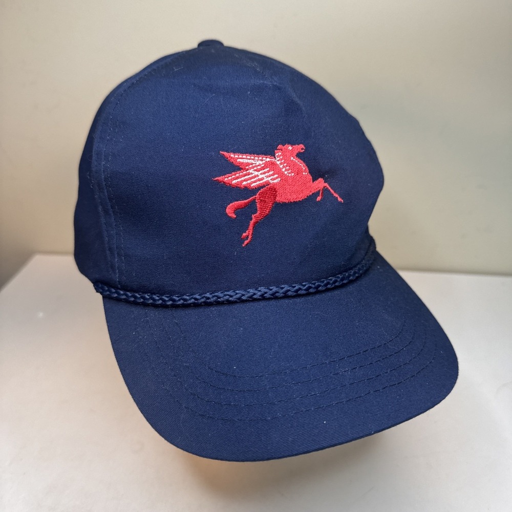 Vintage Mobil Pegasus Hat WearGuard Navy Blue Rope Snapback Gas Oil Cap